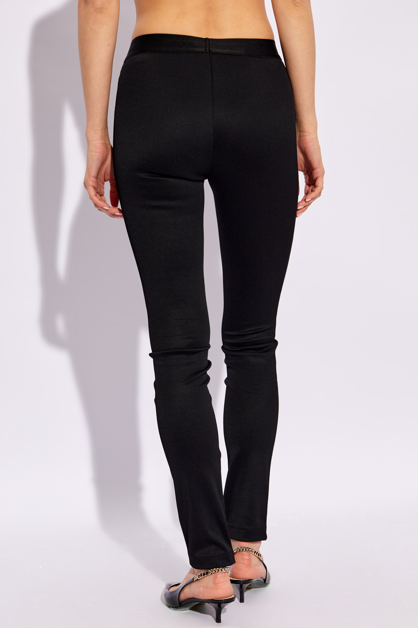 Women s Clothing Helmut Lang Leggings with rib detail SchaferandweinerShops Ribbed High Waist Leggings